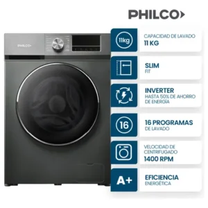 LAVA AUTOMATICO 11k PHILCO 1400RPM INVERTER GREY 111DGN2